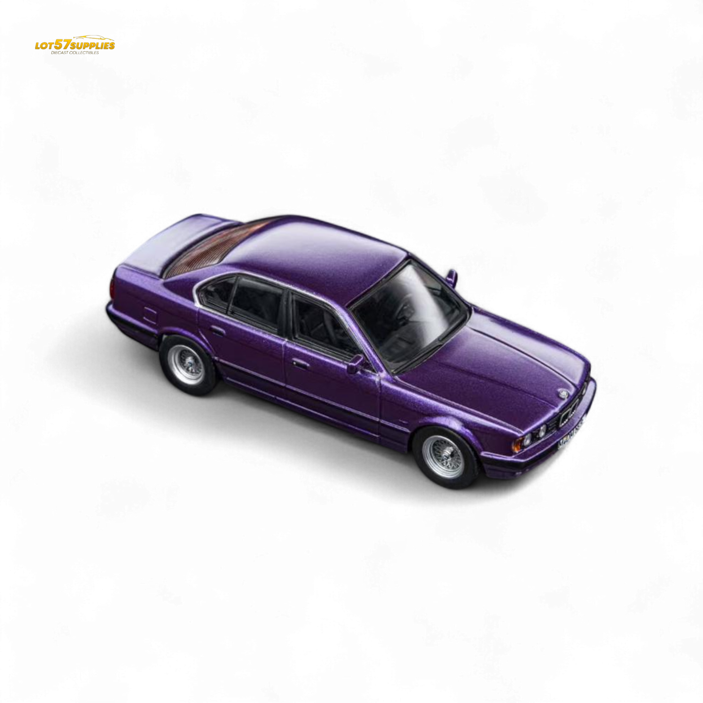 Pre-order diecast BMW E34 5-Series Sedan in Daytona Roland Purple, 1:64 scale by Lot57Supplies Diecast Shop