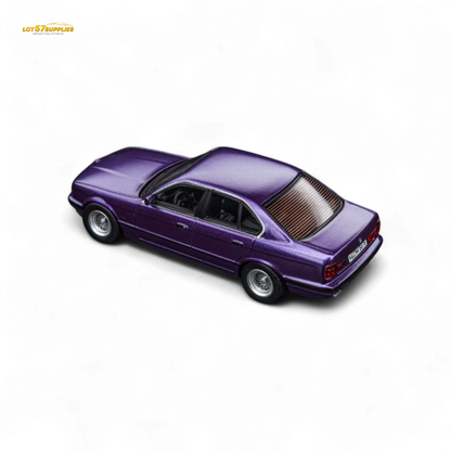 Pre-order diecast BMW E34 5-Series Sedan in Daytona Roland Purple, 1:64 scale by Lot57Supplies Diecast Shop.