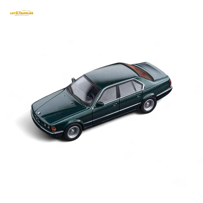 Diecast BMW E32 7-Series sedan in Oxford Metallic Green, 1:64 scale, model car by Lot57Supplies Diecast Shop.