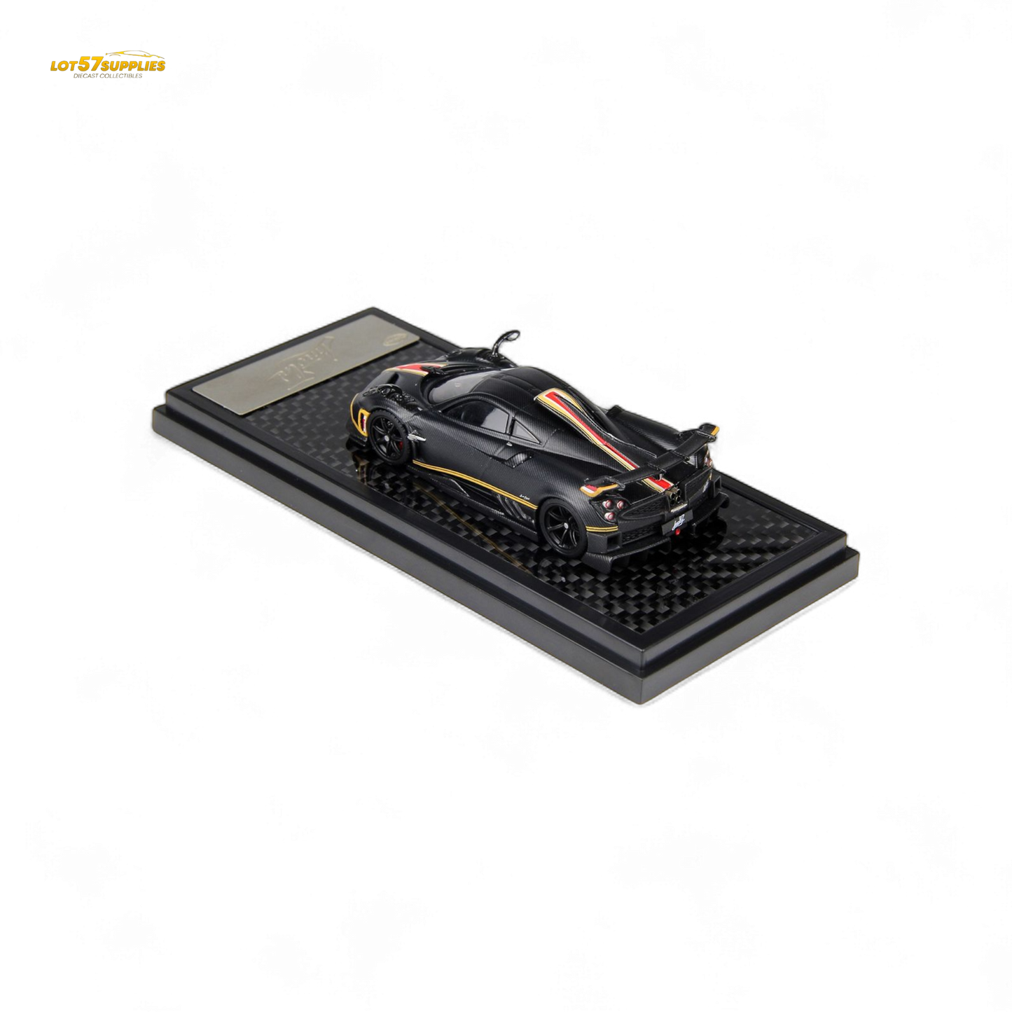 Pre-order LCD Pagani Imola diecast model in matte black carbon finish, 1:64 scale, detailed miniature collector car.