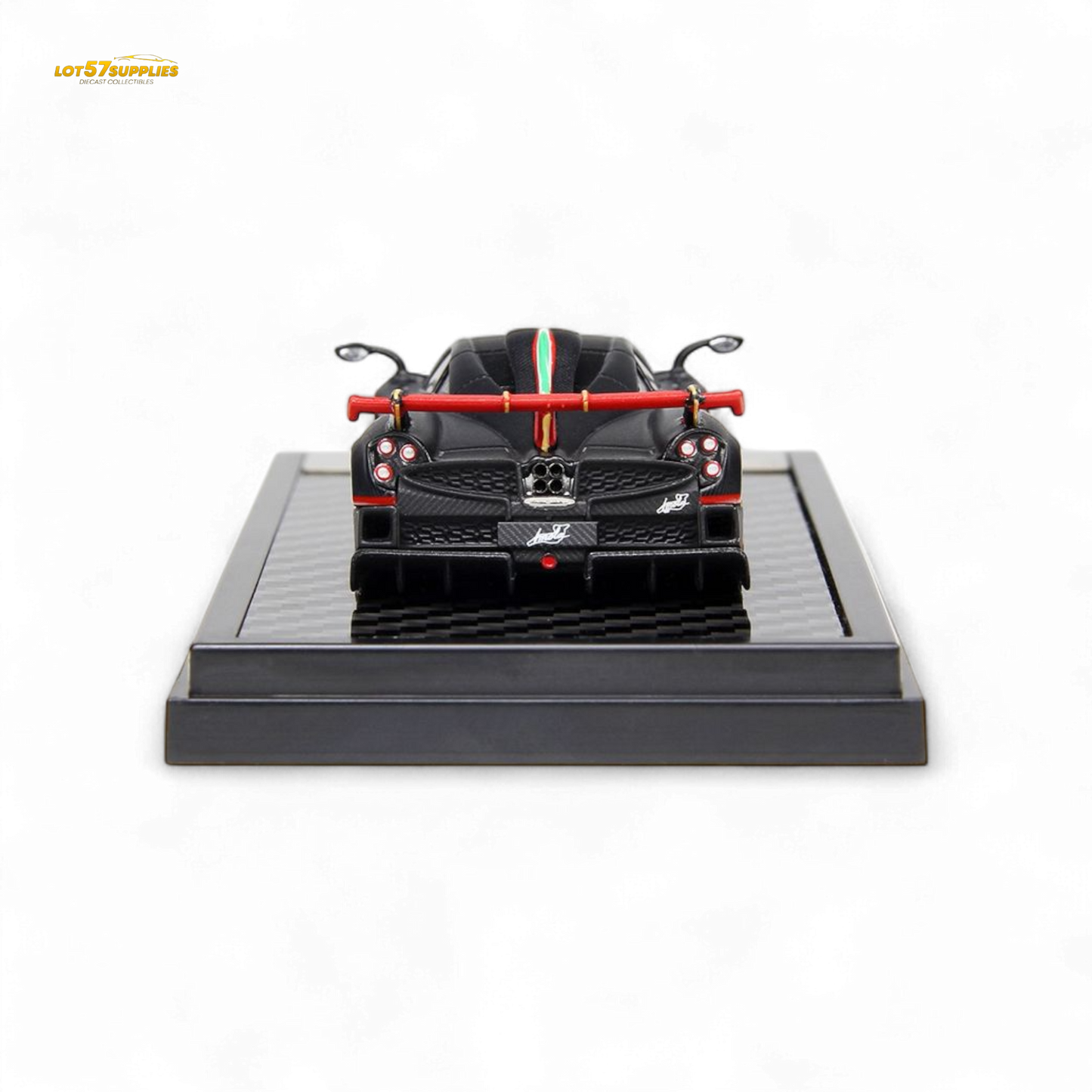 Pre-order LCD Pagani Imola diecast model in matte black carbon finish, 1:64 scale, by Lot57Supplies Diecast Shop.