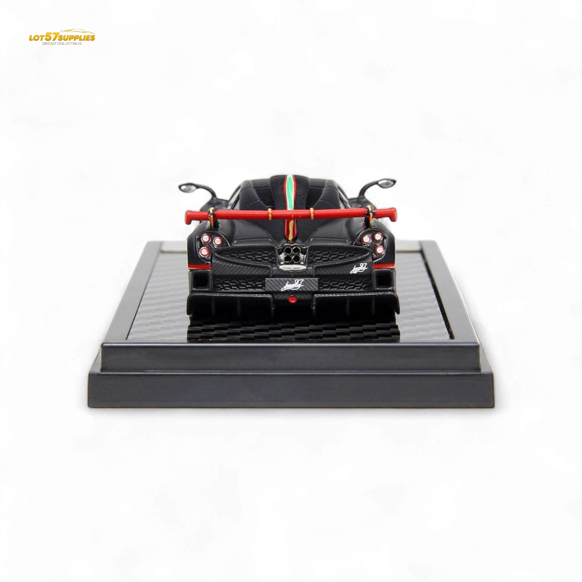 Pre-order LCD Pagani Imola diecast model in matte black carbon finish, 1:64 scale, by Lot57Supplies Diecast Shop.