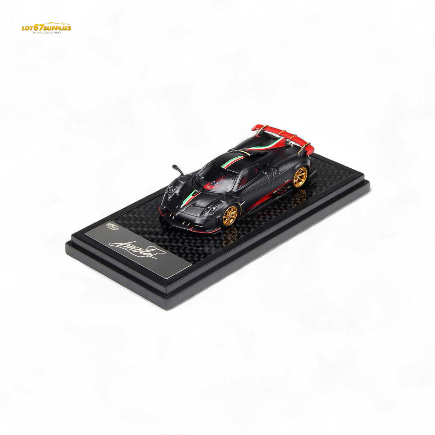 Pre-order LCD Pagani Imola diecast model in matte black carbon finish, 1:64 scale, by Lot57Supplies Diecast Shop.