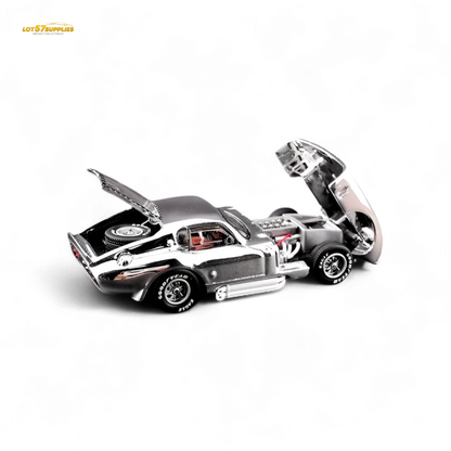 Silver Shelby Daytona diecast car by Fine Works64 in 1:64 scale, featuring chrome details, from Lot57Supplies Diecast Shop.