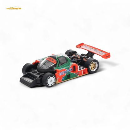 Pre-order Lot57Supplies Mazda PopRace Mazda 787B diecast model in 1:64 scale, showcasing detailed design and vibrant paint.