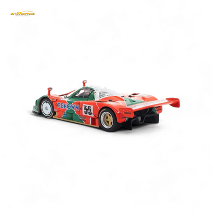Pre-order Lot57Supplies Mazda 787B diecast model in 1:64 scale, showing detailed red and white race car with Mazda branding.