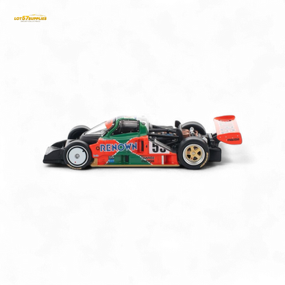 Pre-order PopRace Mazda 787B diecast model in 1:64 scale, featuring detailed design and vibrant orange color.
