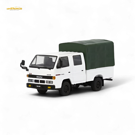 White Isuzu Model 1:64 diecast covered truck, detailed miniature vehicle from Lot57Supplies Diecast Shop.