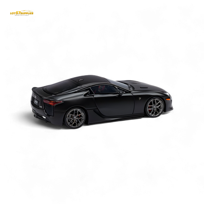 Matt black 1:64 scale Lexus LFA diecast model by Lot57Supplies, showing detailed exterior and sleek design.