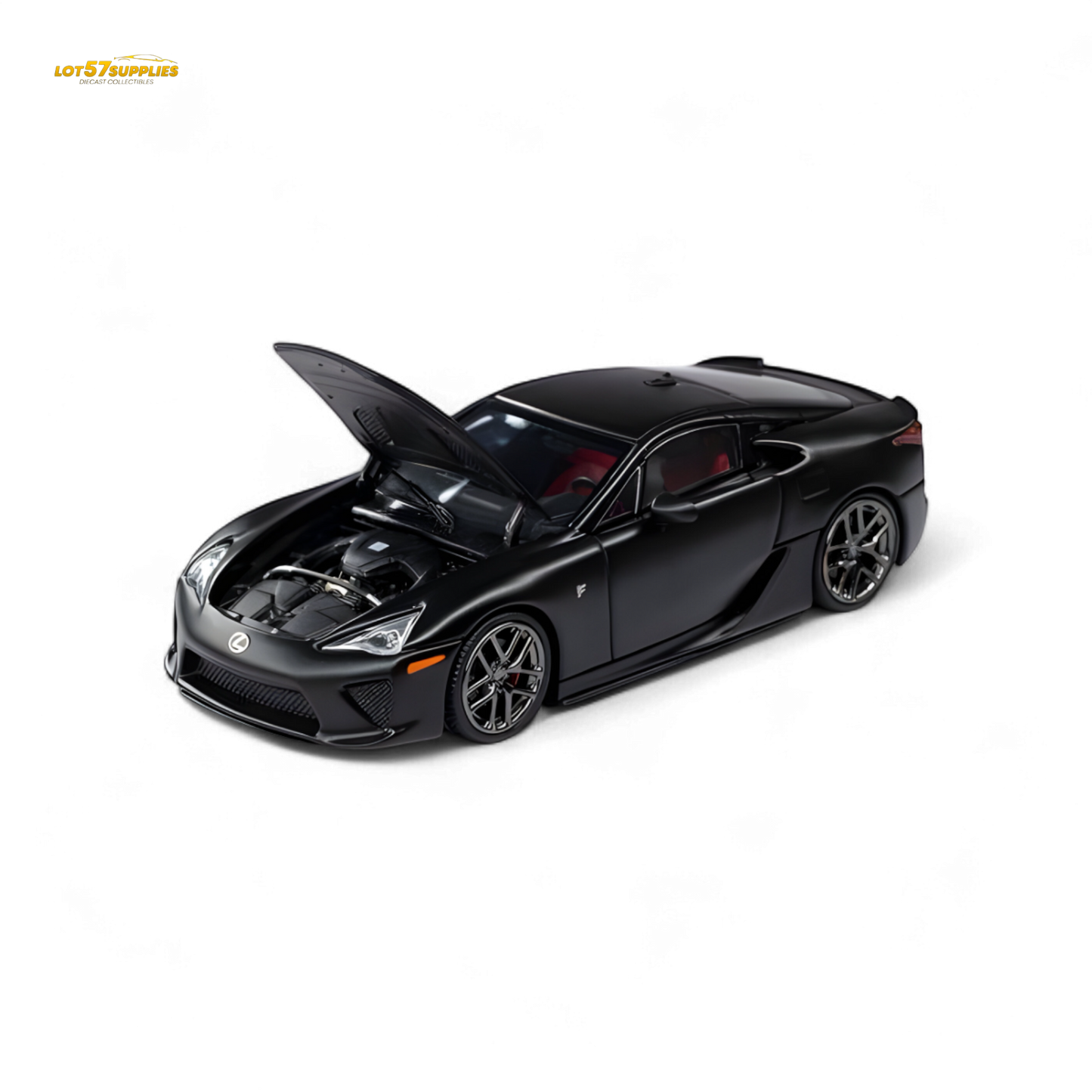 Matte black Lexus LFA diecast model, 1:64 scale, detailed replica from Lot57Supplies Diecast Shop.