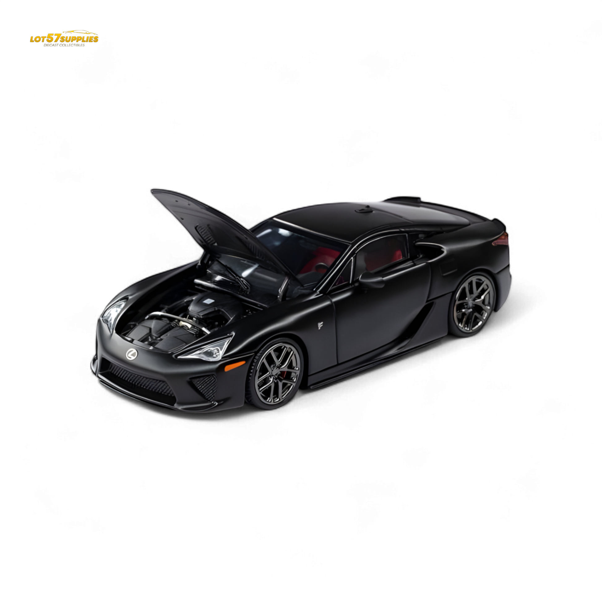 Matte black Lexus LFA diecast model, 1:64 scale, detailed replica from Lot57Supplies Diecast Shop.