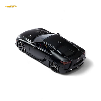 Matt black Model One Lexus LFA diecast car in 1:64 scale by Lot57Supplies, showcasing detailed exterior and sleek design.