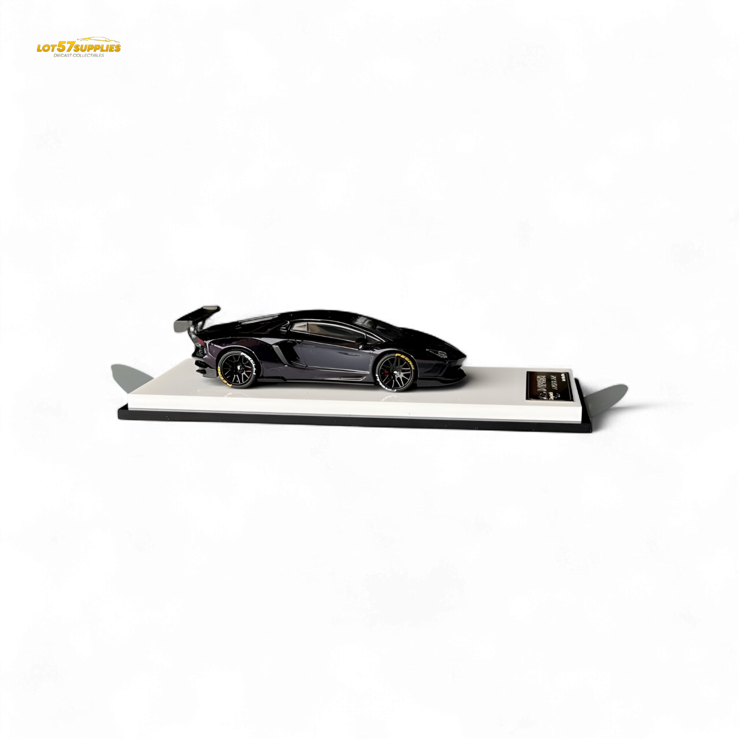 Purple King Model Lamborghini Aventador LP700-4 diecast car with carbon fiber details, scaled at 1:64, from Lot57Supplies Diecast Shop.