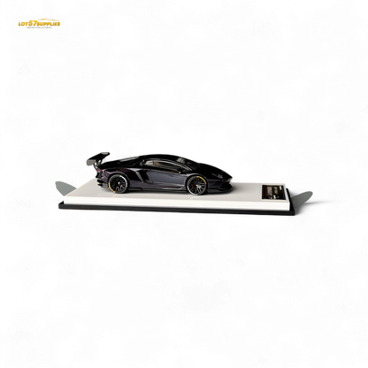 Purple King Model Lamborghini Aventador LP700-4 diecast car with carbon fiber details, scaled at 1:64, from Lot57Supplies Diecast Shop.