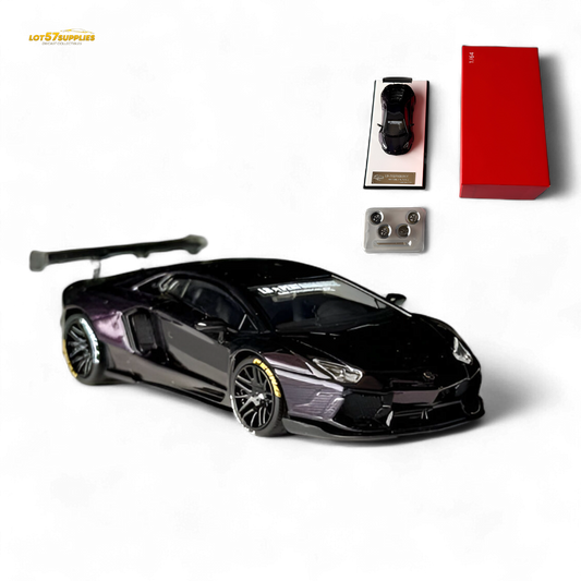 King Model Lamborghini Aventador LP700-4 Purple Carbon Fiber 1:64 - Evergreen Kings
