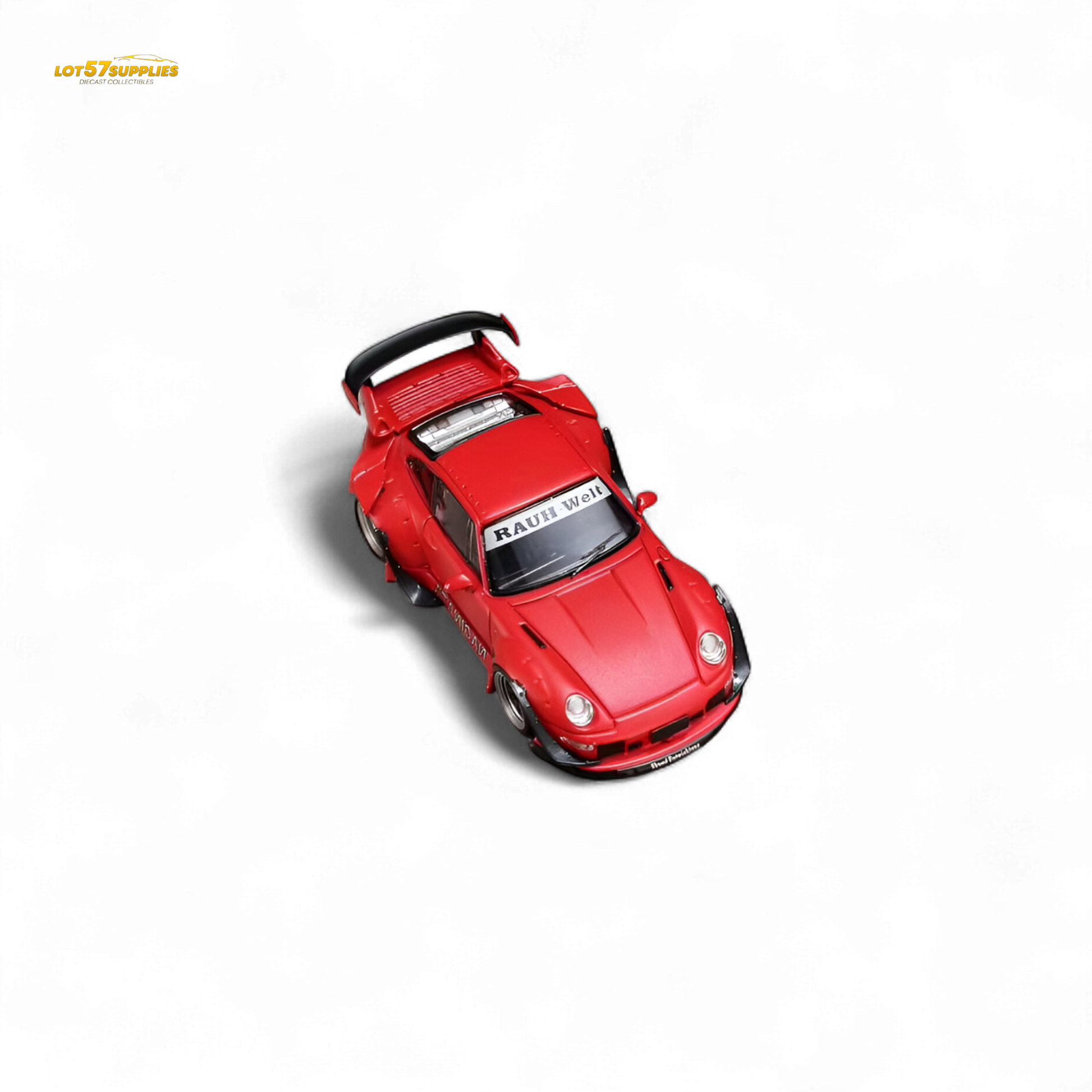 Red Porsche 993 Naginata diecast model in RWB livery, 1:64 scale, detailed toy car by Lot57Supplies Diecast Shop.