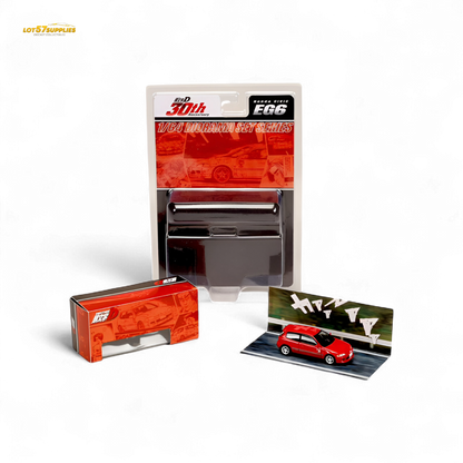 Red Honda Civic EG6 diecast model in 1:64 scale by Hobby Japan, showcasing detailed exterior and compact car design.