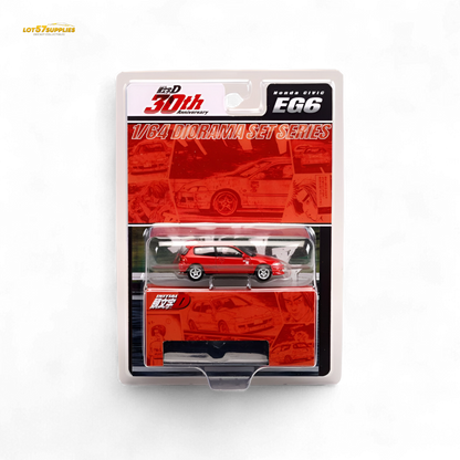 Red Honda Civic EG6 diecast model car by Hobby Japan, 1:64 scale, detailed miniature from Lot57Supplies Diecast Shop.