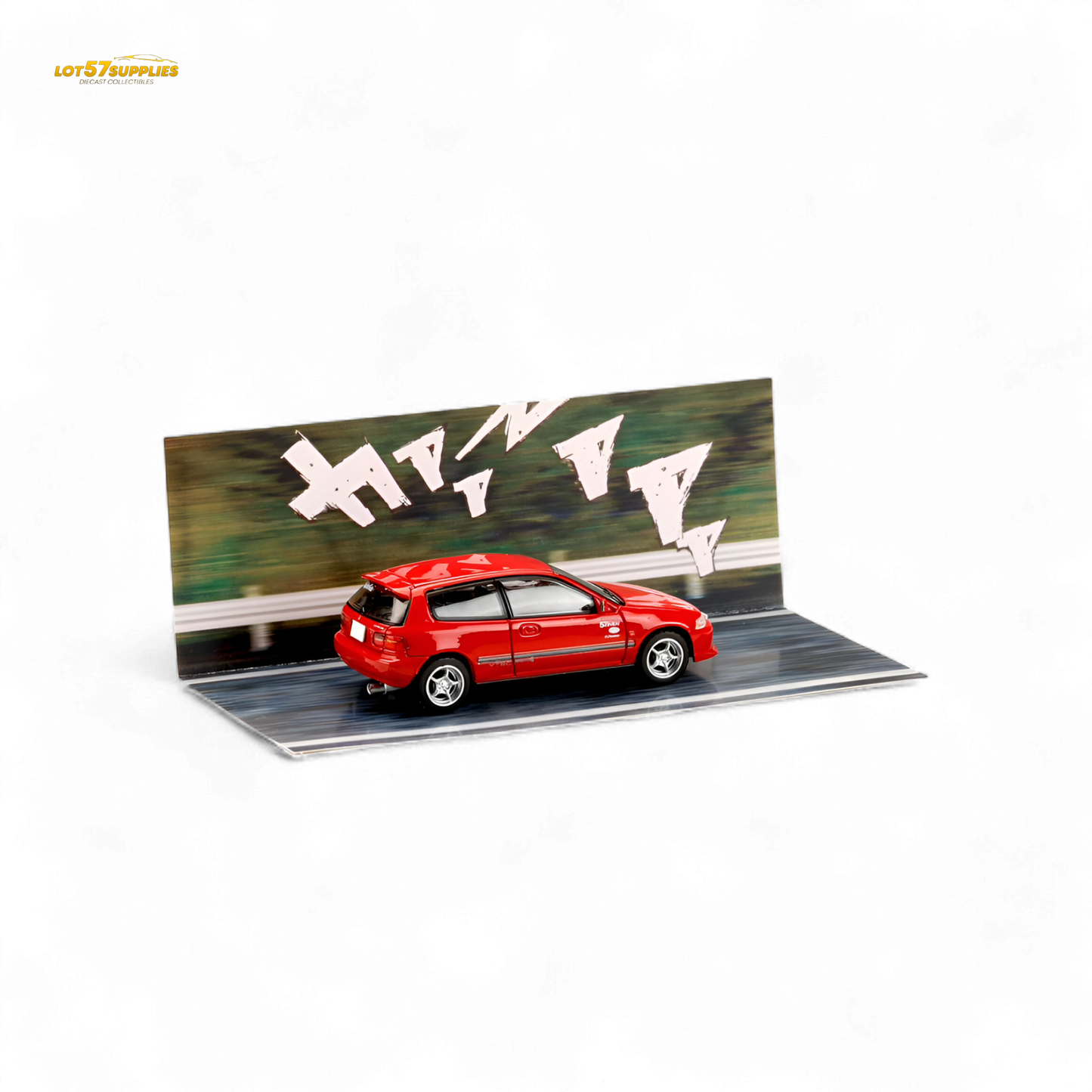 Red Honda Civic EG6 diecast model by Hobby Japan, 1:64 scale, detailed miniature car for collectors.
