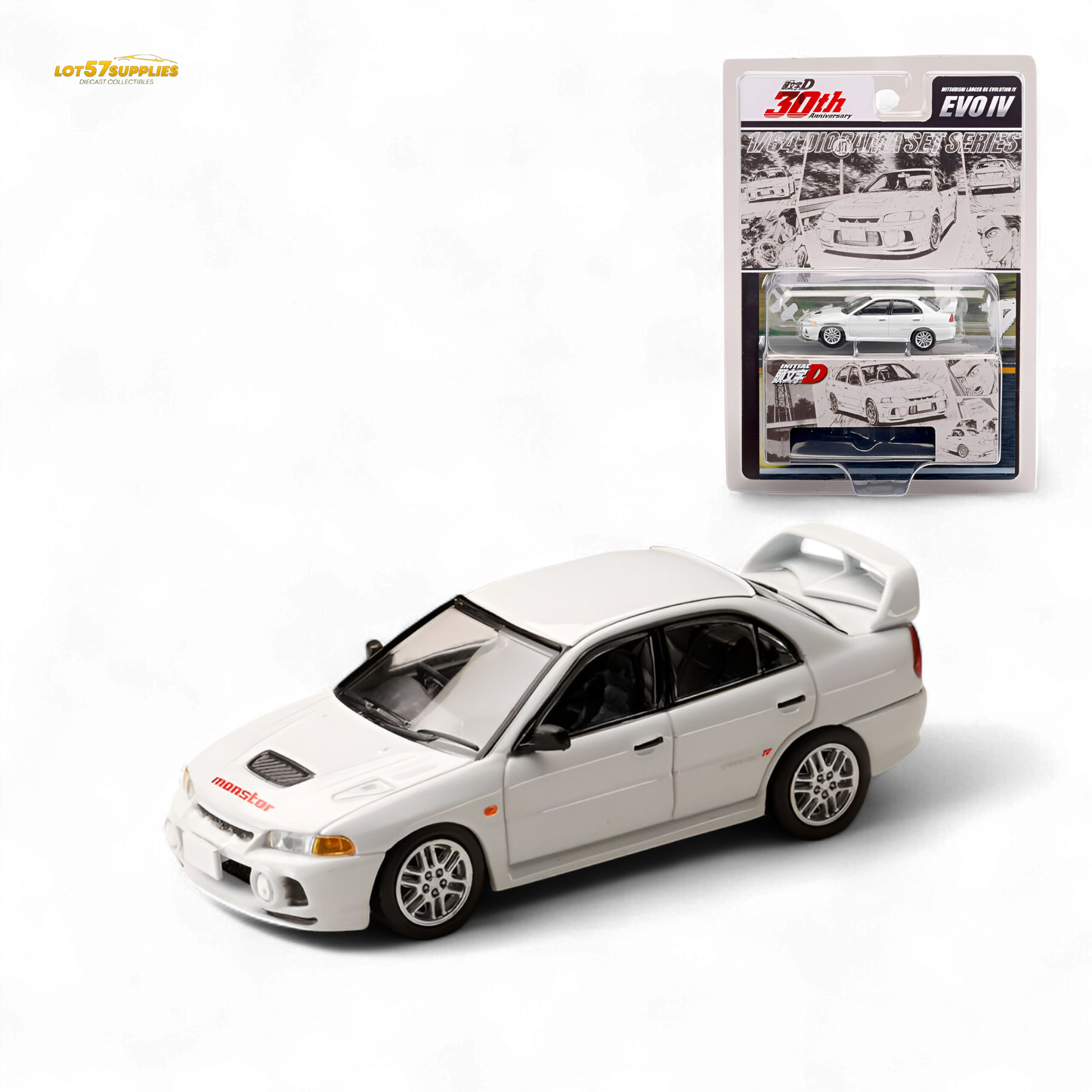 Hobby Japan Mitsubishi Lancer Evolution IV White 1:64 - Evergreen Kings