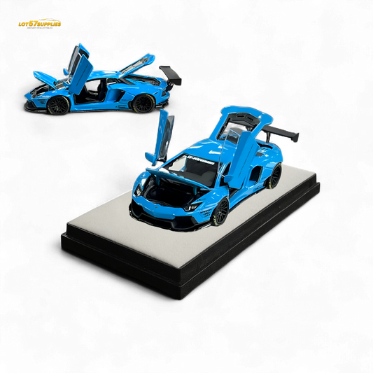 Blue Lamborghini LP700-4 diecast model by Lot57Supplies, 1:64 scale, detailed mini replica of Lamborghini supercar.