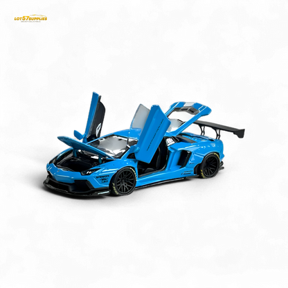 Blue Lamborghini LP700-4 diecast model by Lot57Supplies, detailed 1:64 scale car with realistic features.