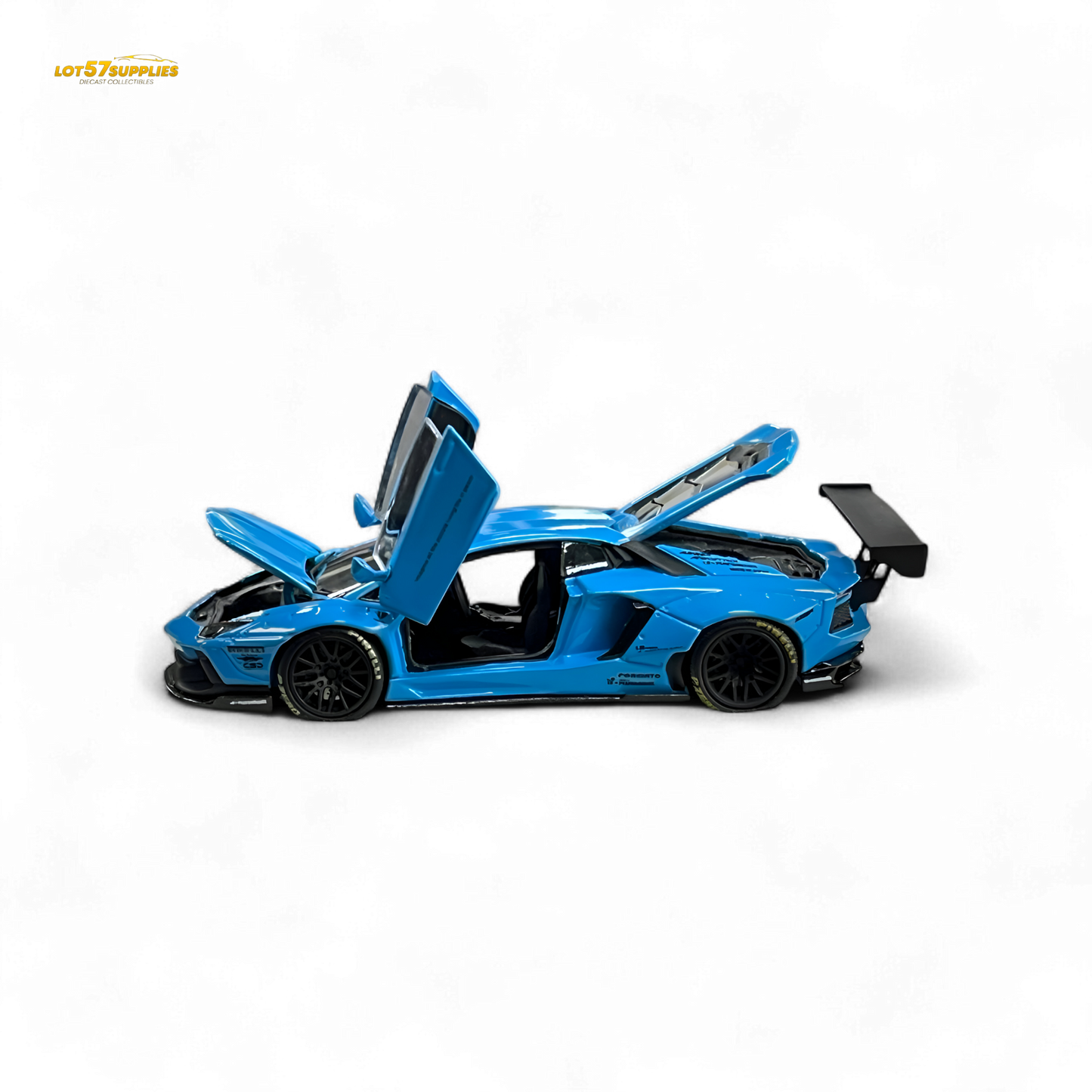 Blue Lamborghini LP700-4 diecast model car by Lot57Supplies, 1:64 scale, detailed miniature vehicle with realistic features.