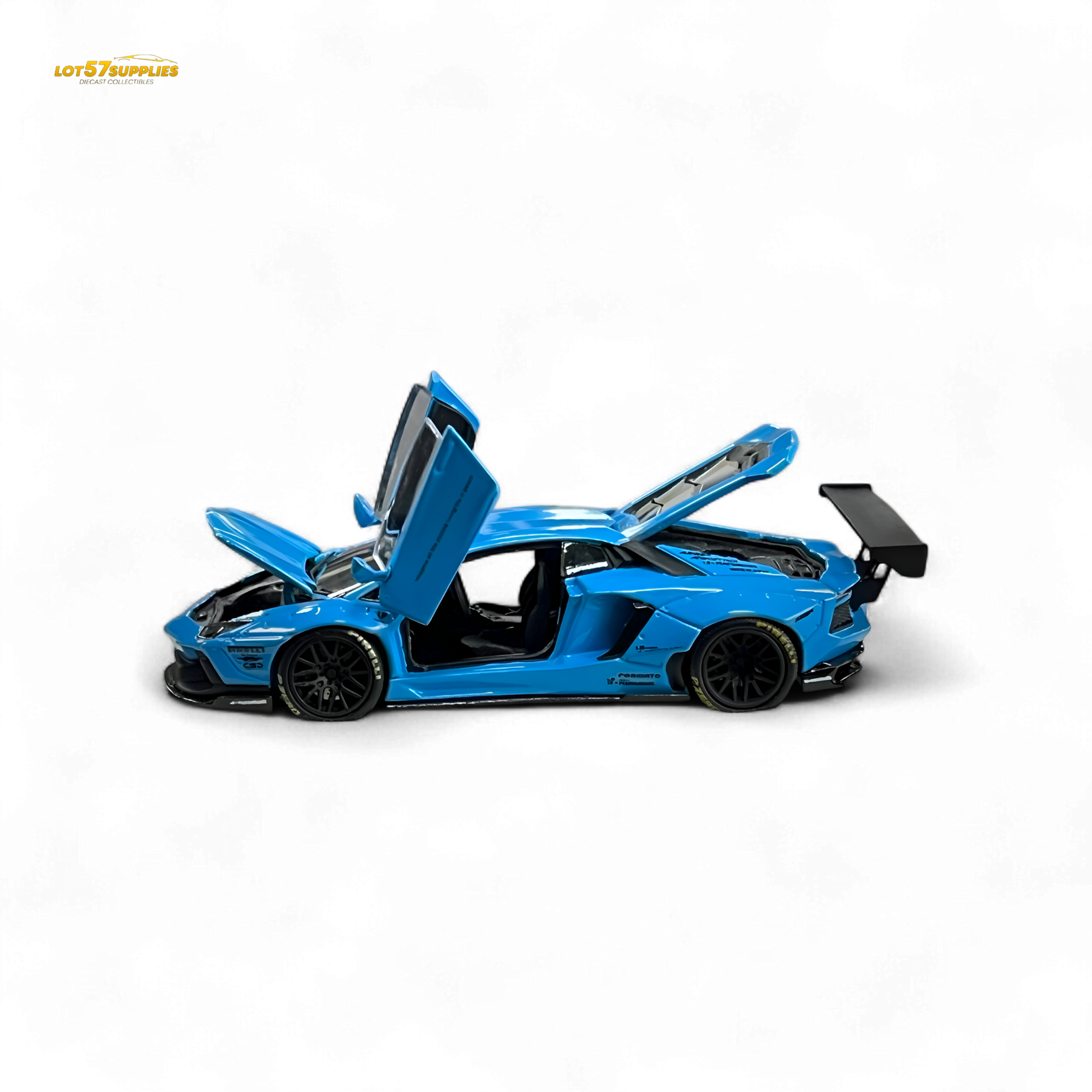 Blue Lamborghini LP700-4 diecast model car by Lot57Supplies, 1:64 scale, detailed miniature vehicle with realistic features.