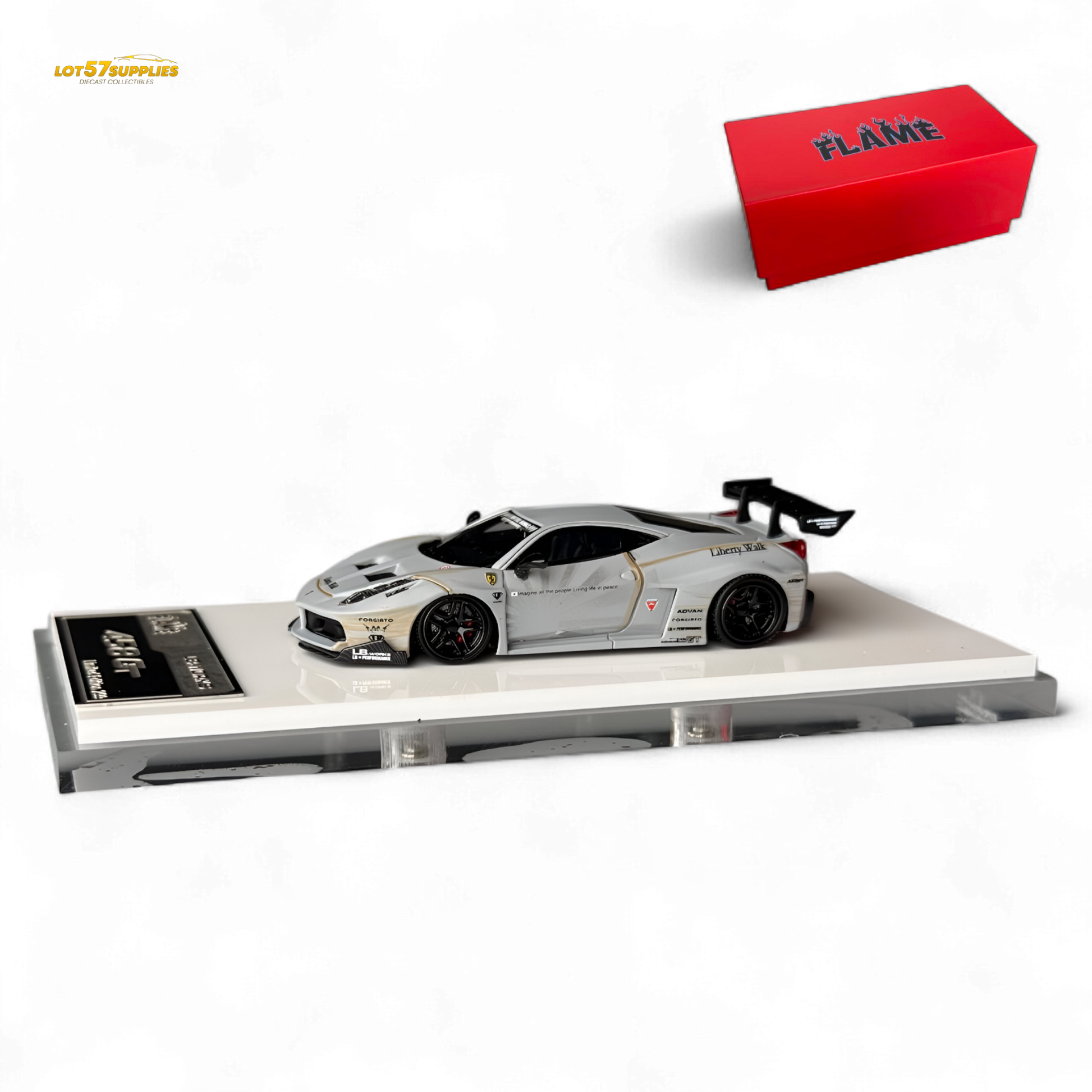 Flame LB458GT LB Wide-Body - Matte Grey 1:64 - Evergreen Kings