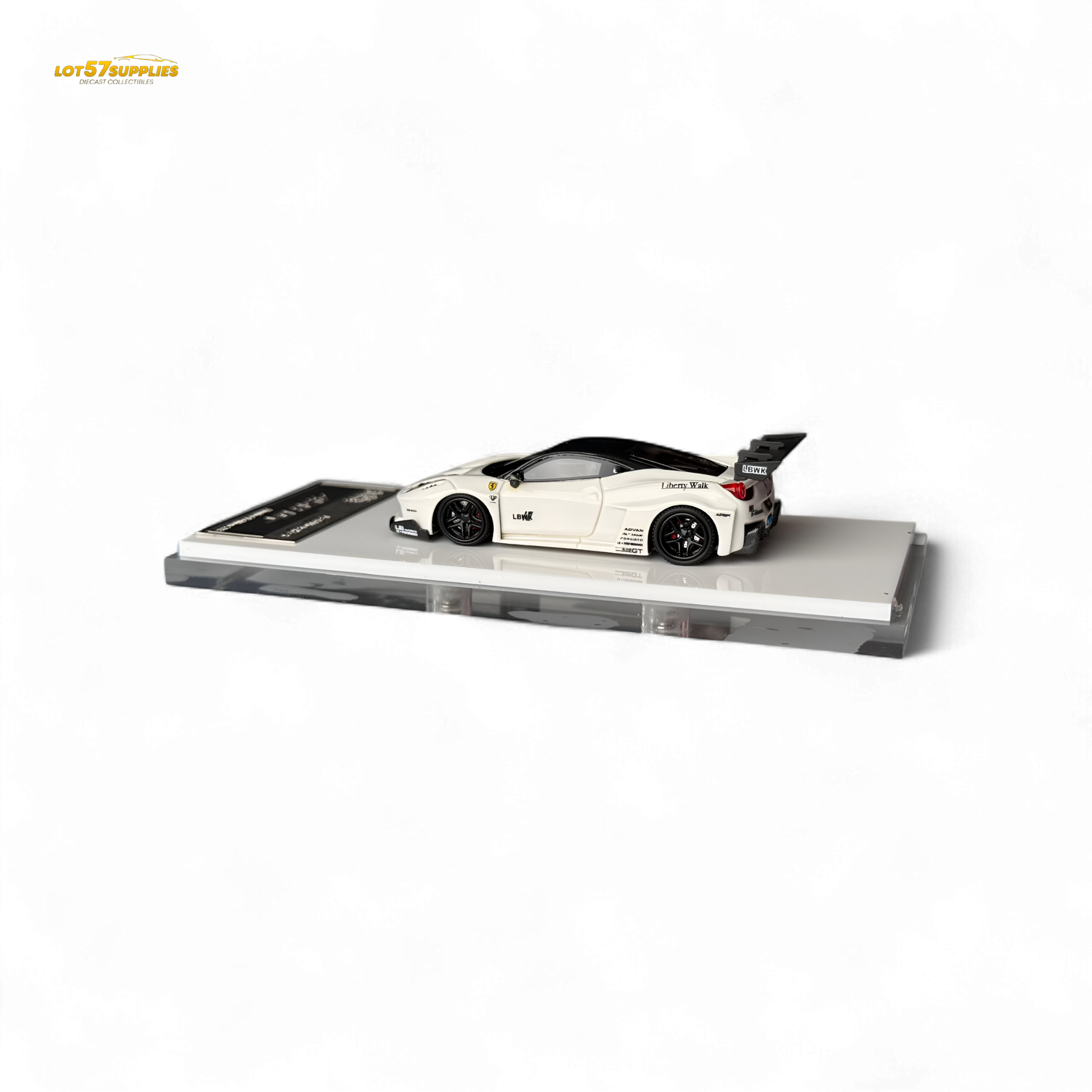Flame Ferrari 458 GT LB Wide-Body - White 1:64 Resin - Evergreen Kings