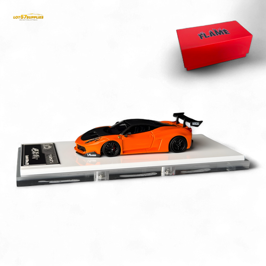 Flame Ferrari 458 LB Wide-Body Pearl Orange 1:64 - Evergreen Kings
