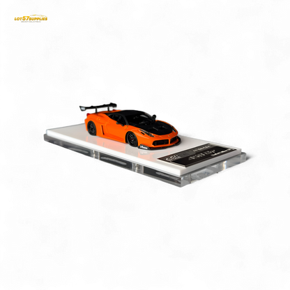 Pearl orange Ferrari 458 LB Wide-Body diecast model car, detailed 1:64 scale replica from Lot57Supplies Diecast Shop