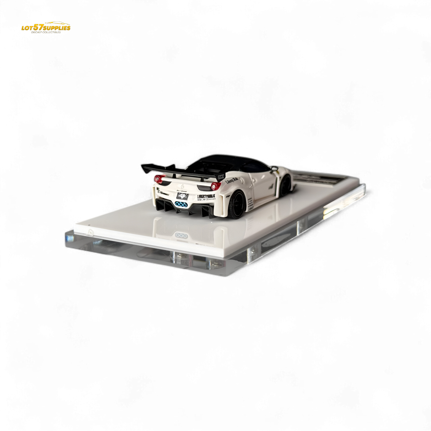 Flame Ferrari 458 GT LB Wide-Body - White 1:64 Resin - Evergreen Kings