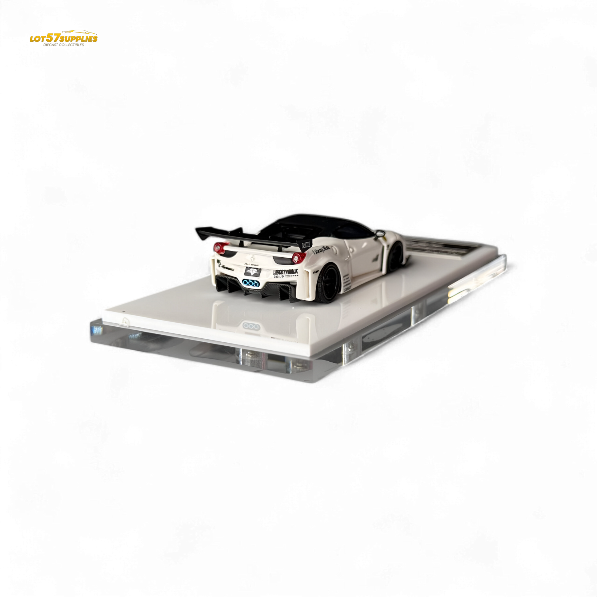 Flame Ferrari 458 GT LB Wide-Body - White 1:64 Resin - Evergreen Kings
