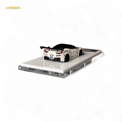 Flame Ferrari 458 GT LB Wide-Body - White 1:64 Resin - Evergreen Kings