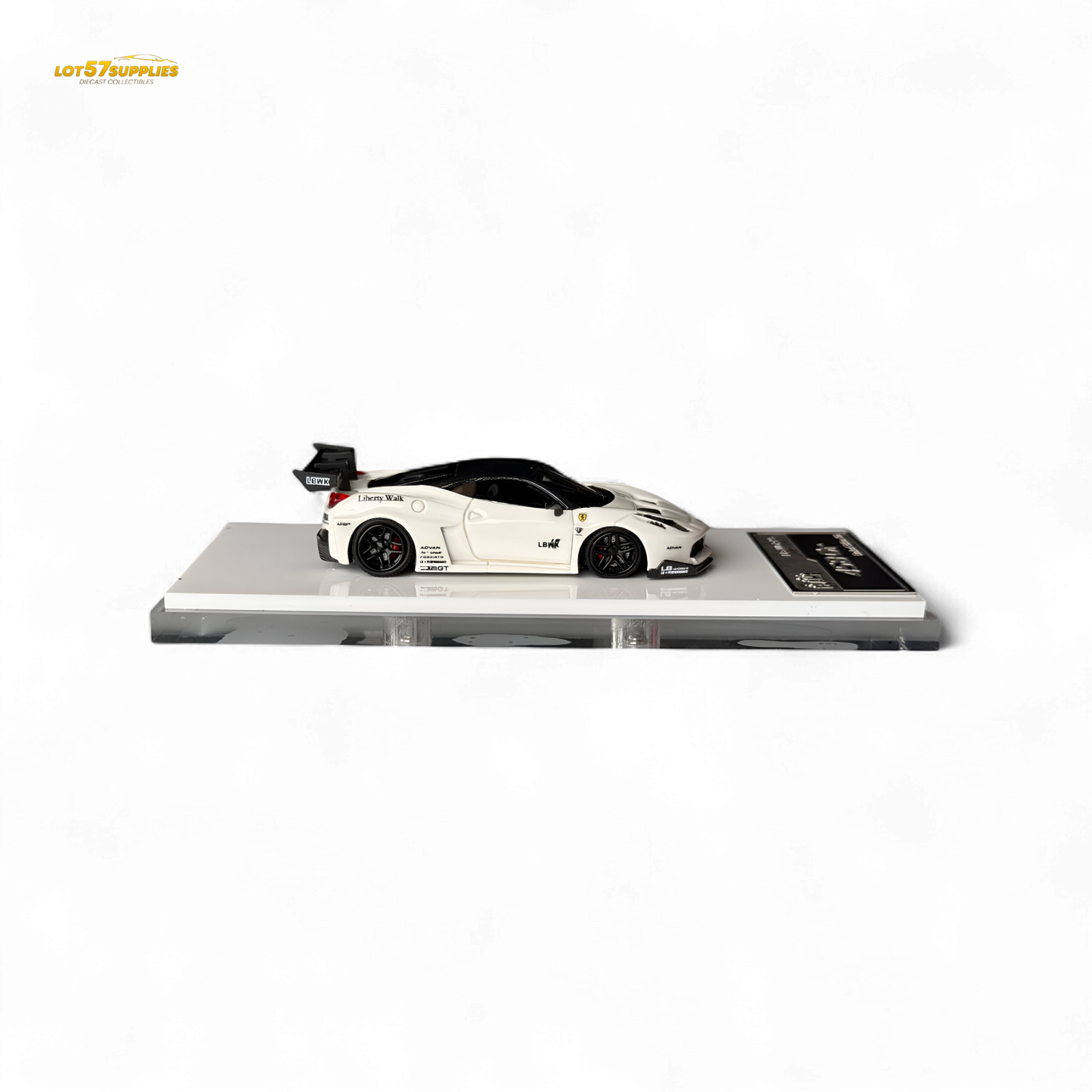 Flame Ferrari 458 GT LB Wide-Body - White 1:64 Resin - Evergreen Kings