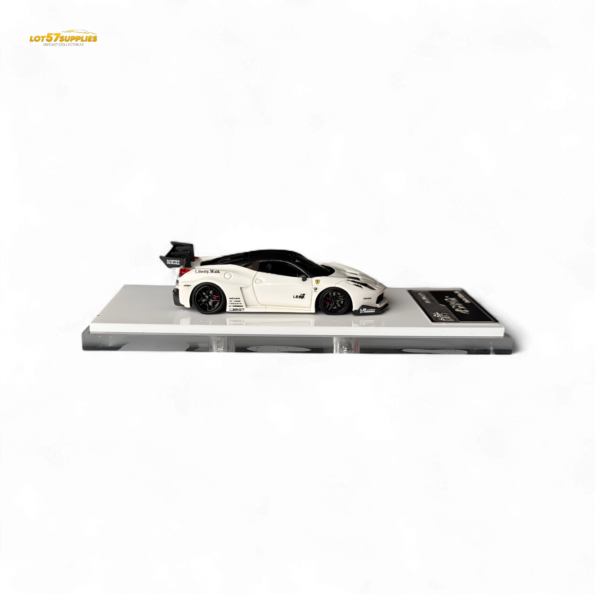 Flame Ferrari 458 GT LB Wide-Body - White 1:64 Resin - Evergreen Kings