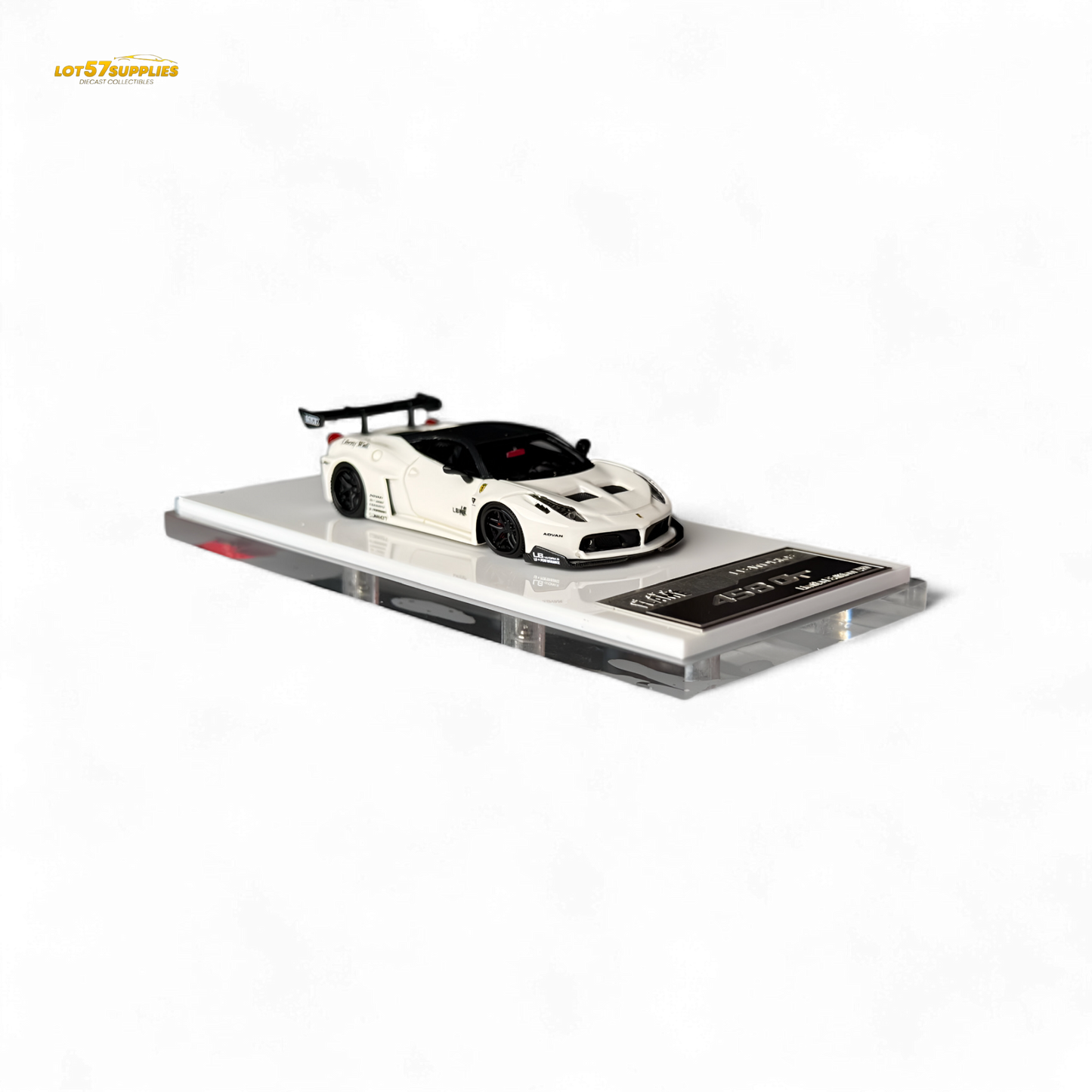 Flame Ferrari 458 GT LB Wide-Body - White 1:64 Resin - Evergreen Kings