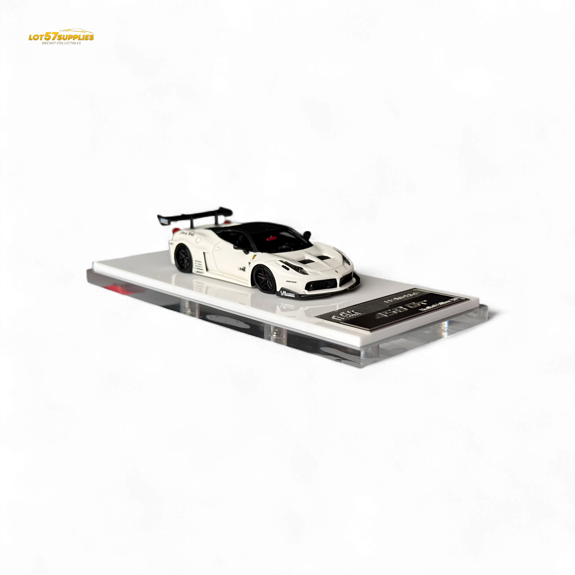 Flame Ferrari 458 GT LB Wide-Body - White 1:64 Resin - Evergreen Kings
