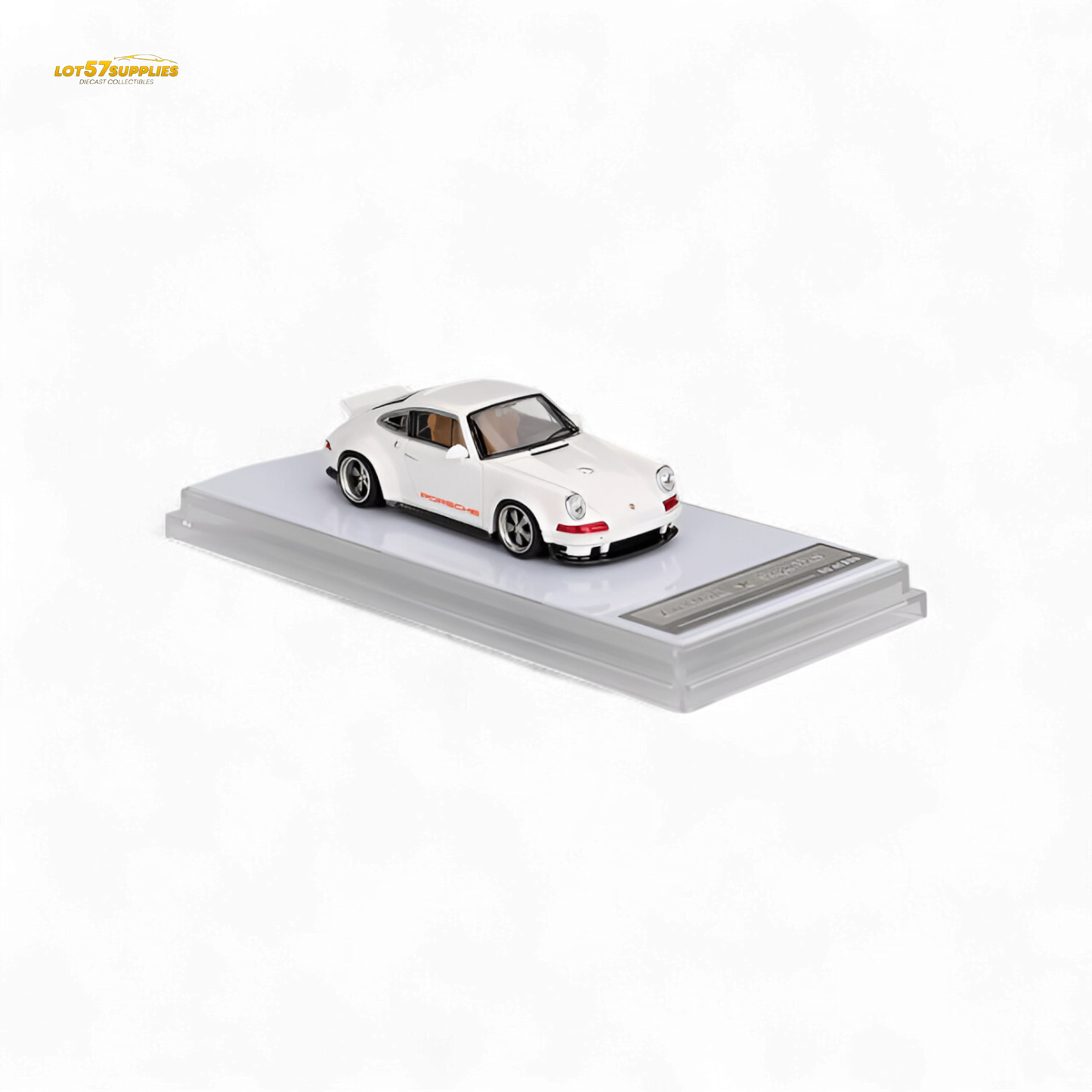 Bright white Zincit Model Porsche 911 Singer DLS diecast car in 1:64 scale, showcasing sleek design and detailed features.