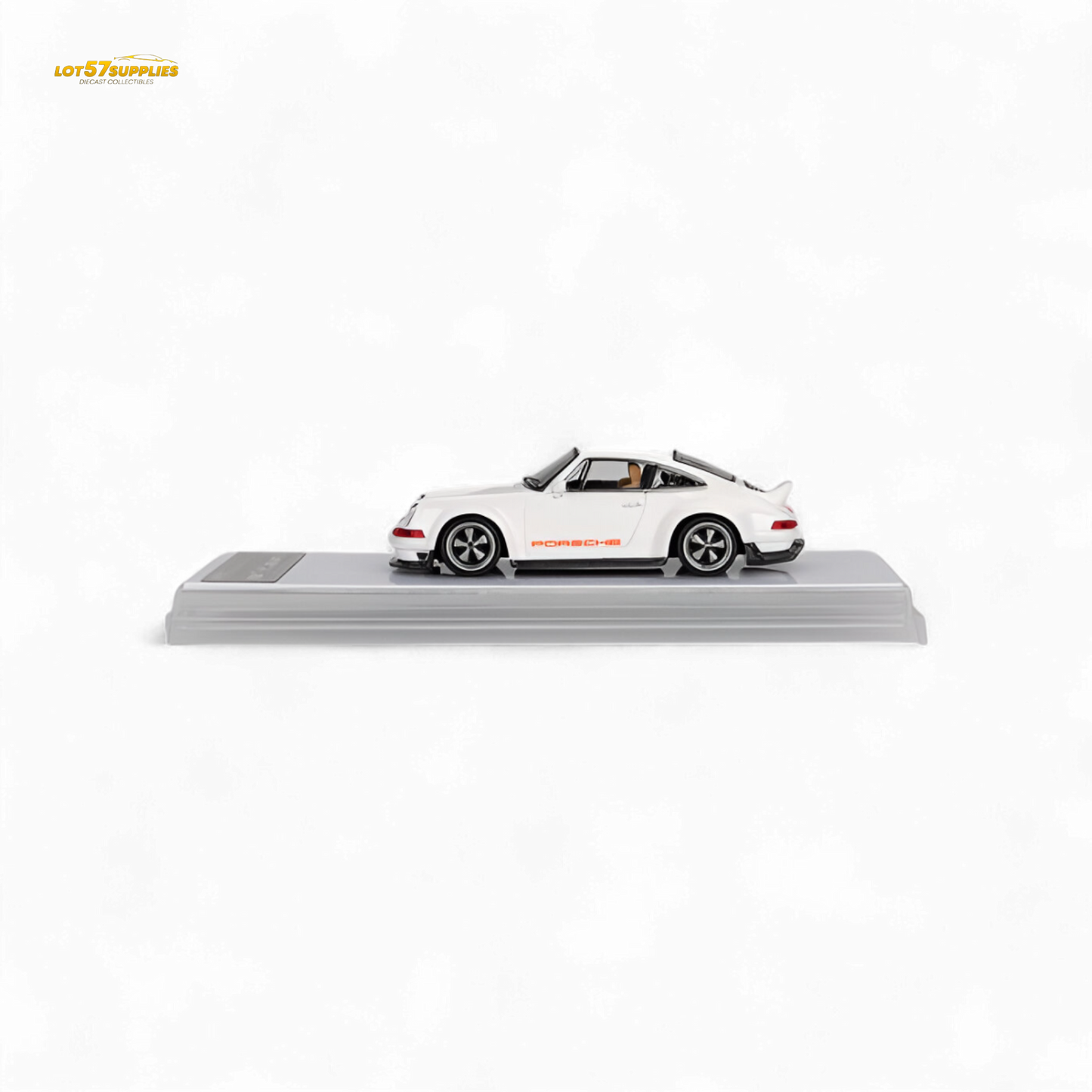 Bright white Zincit model Porsche 911 Singer DLS diecast car in 1:64 scale, detailed miniature collectible.