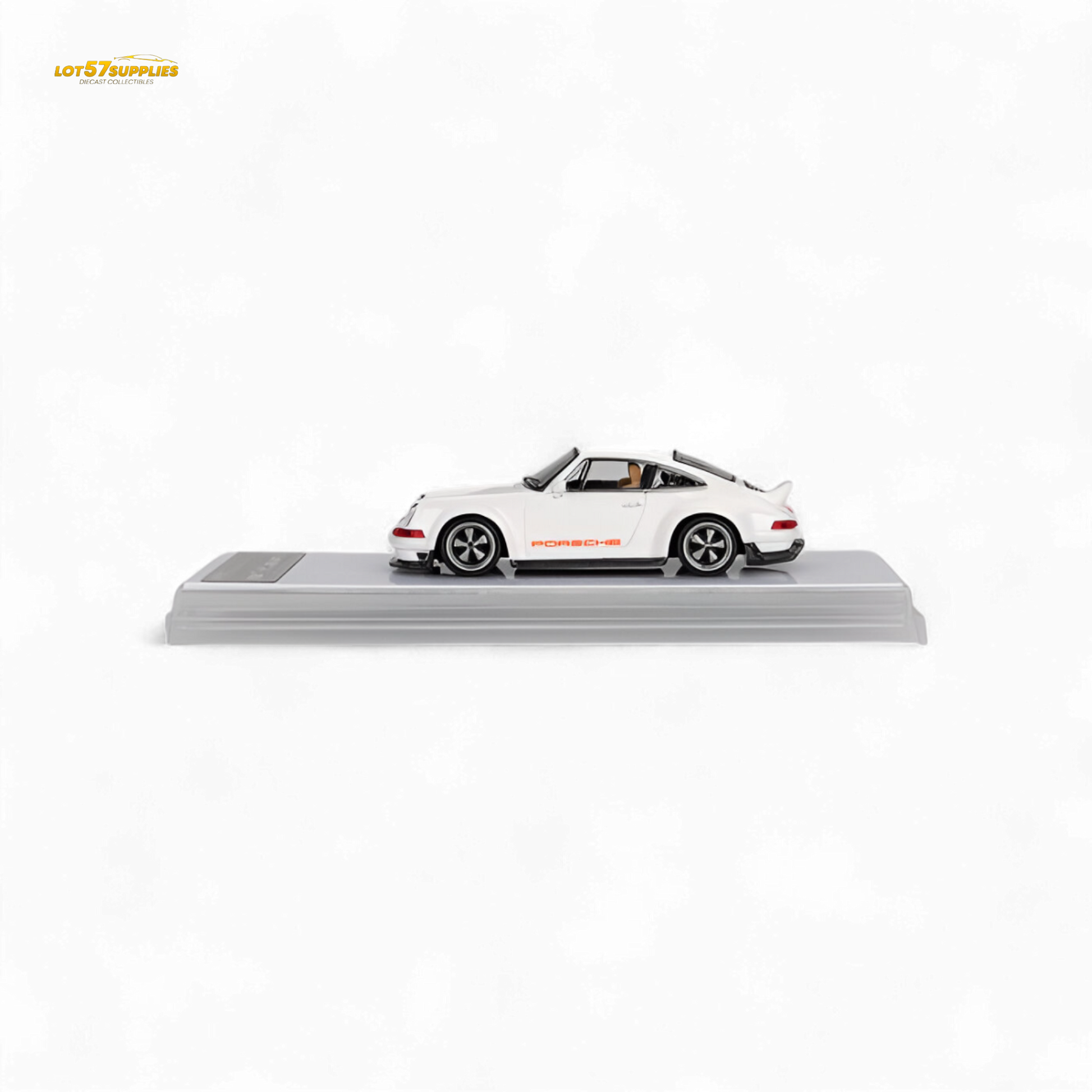 Bright white Zincit model Porsche 911 Singer DLS diecast car in 1:64 scale, detailed miniature collectible.