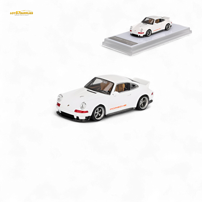 Bright white Zincit model Porsche 911 Singer DLS diecast car in 1:64 scale, detailed miniature replica.