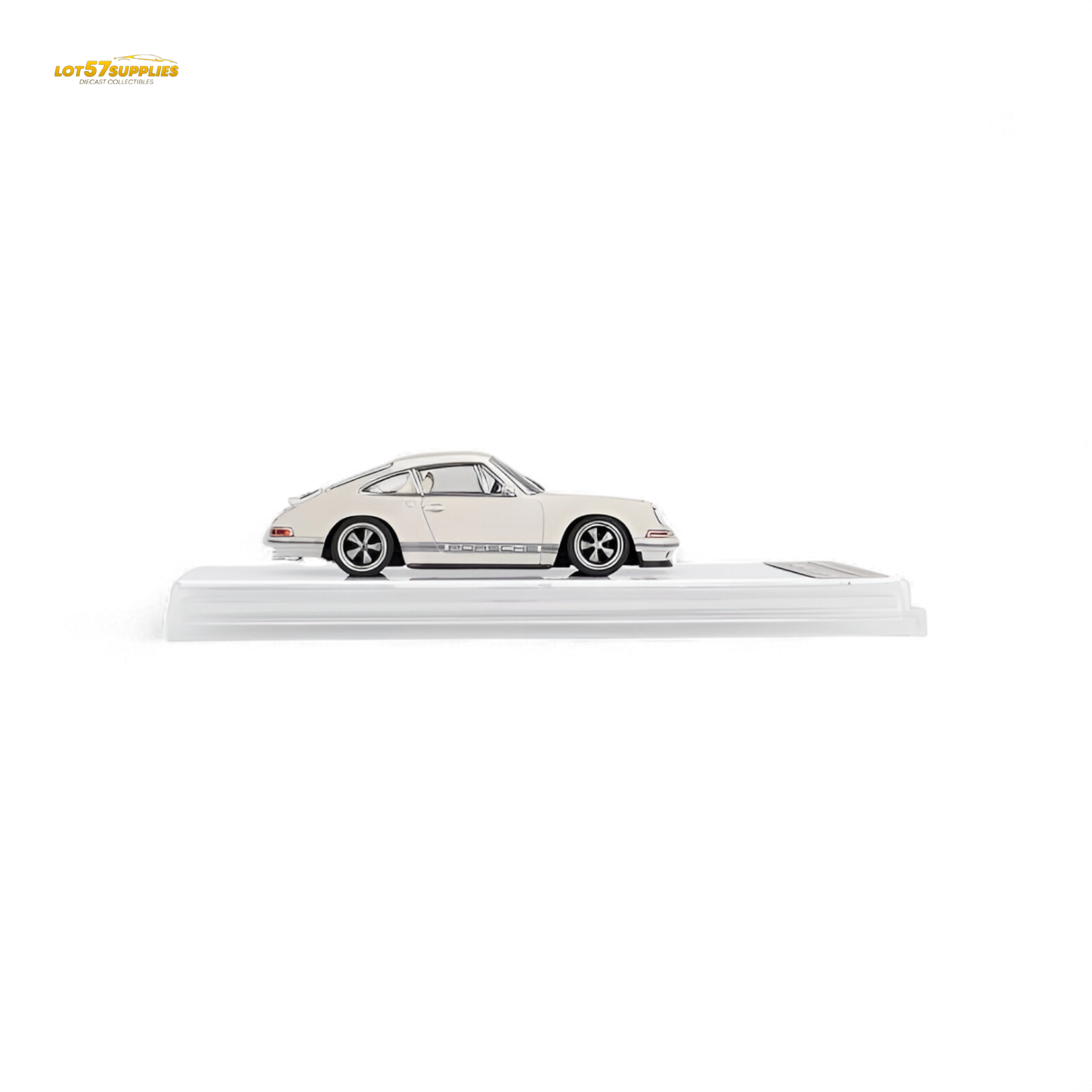 Creamy apricot Zincit Model Singer Coupe Porsche diecast car in 1:64 scale, detailed miniature replica from Lot57Supplies Diecast Shop