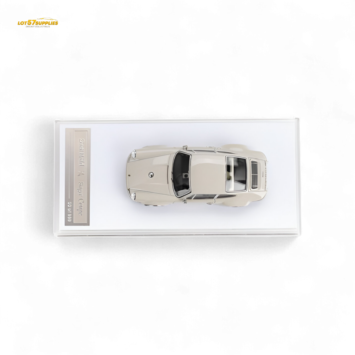 Creamy apricot Zincit Model Singer Coupe Porsche diecast car, 1:64 scale, detailed miniature collectible.