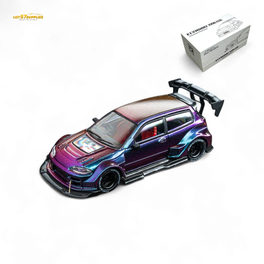 DCM Kevmannz 1996 EG6 Hatchback Chameleon Short Spoiler 1:64 - Evergreen Kings