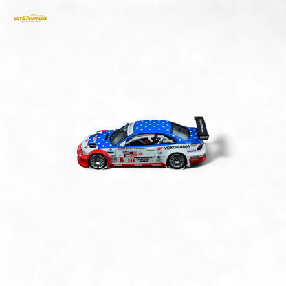 Diecast BMW M3 GTR E46 model in Yokohama livery, 1:64 scale, from Lot57Supplies Diecast Shop, detailed miniature car image.