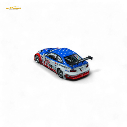 Diecast BMW M3 GTR E46 model by Lot57Supplies, featuring Yokohama tires, in 1:64 scale, detailed miniature car for collectors.