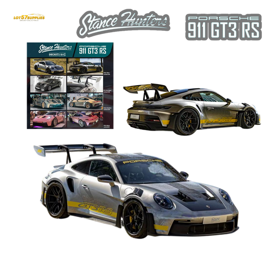 (Pre-Order) Stance Hunters Porsche 911 GT3 RS 992 Polar Silver 1:64 - Evergreen Kings