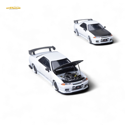 White Nissan Skyline GT-R R32 diecast model by Lot57Supplies, detailed Focal Horizon Horizon Skyline GT-R VR32 1:64 scale.